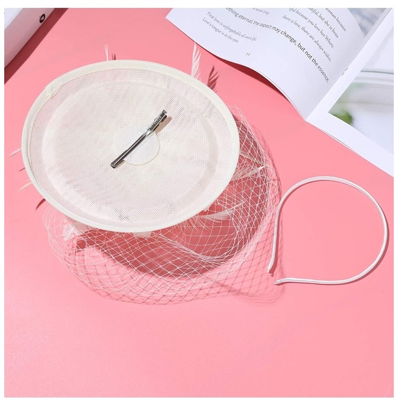 Hat Veil Feather Fascinator Hair Clip Headband - Picture 11 of 16